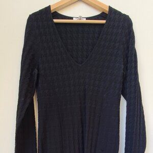 Good American Houndstooth Jacquard Long Sleeve Body-Con Dress, size 4